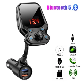 1,77 инчов Bluetooth-съвместими автомобилен MP3-аудио, AUX-плейър, 5,0 FM-предавател, безжичен комплект за кола 