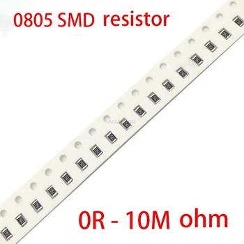 100шт SMD 0805 1/4 W Чип-резистор 0R ~ 10 М Резистори 0 10R 100R 220R 330R 470R 1K 4,7 K 10K 47K 100K 0 10 100 330 470 Ома