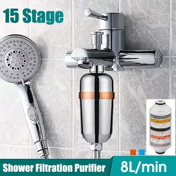 15 Стъпални на битови филтри за вода, Филтър за душ в банята За пречистване на водата за къпане, Омекотител за здраве, за Пречистване на вода за Отстраняване на хлор