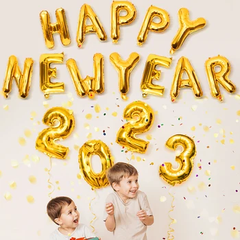16-Инчов балон от фолио 2023 честита Нова година, номер на балони, Честване Забавно Коледно парти, Коледна украса, за Декорация на дома