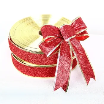 200 см Лента със златен ръб, ширити от една Страна, сатен лента, опаковъчен колан, Сватбена Коледна украса