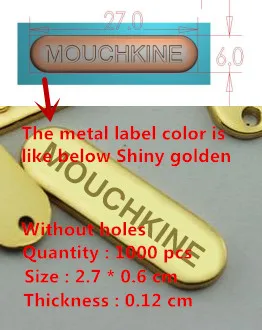 2000 бр., 2,7 * 0,6 см, изработени по поръчка, метални етикета златист цвят, декоративни етикети от с сплав без закопчалка