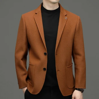 2023 Висококачествени Мъжки Бизнес двупосочен вълна Младежки Всекидневен костюм от Туид в британски стил с яка на Корейската версия на Западния Блейзър