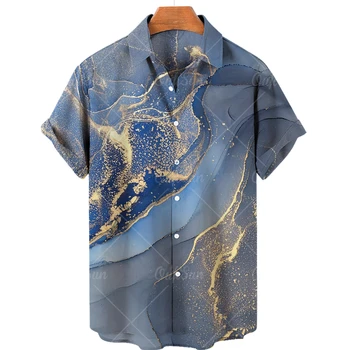 2023 Хавайска риза Унисекс Готина абстрактна представяне Вратовръзка Боядисват 3D принт Реколта мъжка риза Дишаща ежедневни риза с къс ръкав