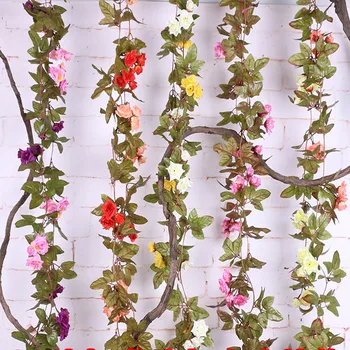 33 глава цвята, 1 бр., евтини копринени цветя, изкуствена роза, лоза, стенно цвете за декорация, лоза, изкуствен венец от листа на растенията, романтичен