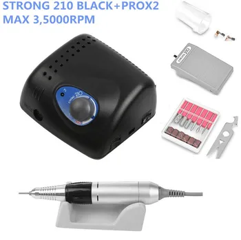 35K 2019 Постъпването STRONG 210 Black PRO x2 с върха на 35 000 об/мин, 65 W, бормашини за нокти, маникюр, струг, педикюрные електрически пилочки