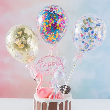 5-инчов топперы за торта от конфети от розово злато, мини-латекс балони за торта, топперы за торта за рожден ден, сватбени декорации