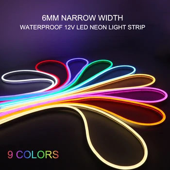 6*12 мм led неонова лампа 12V Гъвкава светодиодна лента SMD 2835 RGB Силиконова веревочная тръба, водоустойчива декоративна лампа направи си САМ