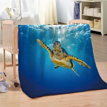 Blue Sea Turtle Beach Underwater World Blanket Soft Mat Warm Travel Cover Bedspread Beach Cover Mat Blanket постилка за легло