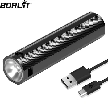 BORUiT ABS 800LM мини led фенерче USB Акумулаторна батерия захранване на IPX4 Водоустойчив фенер за къмпинг, лов и