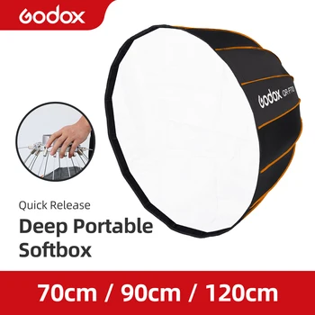 Godox QR-P70 70 см, QR-P90 90 см, QR-P120 12 см, Быстроразъемный Параболични Дълбок Софтбокс за студийната светкавица Bowens Mount
