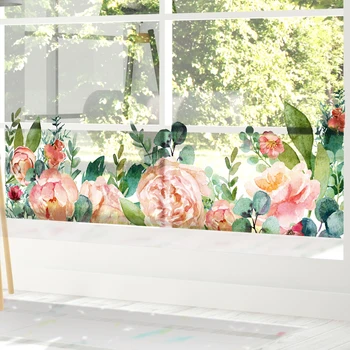 Kizcozy, бохем ретро розова градина, решетка на прозореца, на стикер на прозореца на хола, балкон, цвете текстура, фолио срещу надзъртане