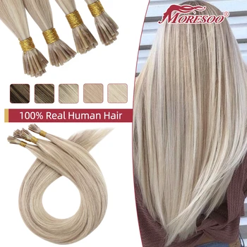 Moresoo Itip Удължаване на Косата С 100% Истински Човешки косъм Virgin Hair два Пъти Боядисани Бразилски Косата 0.8 g/s Stick Съвет Косата