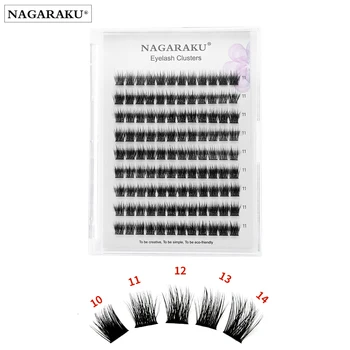 NAGARAKU САМ Cluster T50 Удължаване на миглите Сегментирани мигли под формата на Ласточкиного на опашката, Обемни естествени По-леки греди, инструменти за грим за Хелоуин