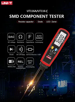 UT116A UT116C цифров пинсети Smart SMD тестер Електрически мултицет Съпротива капацитет, Непрекъснатост Диоден тестер