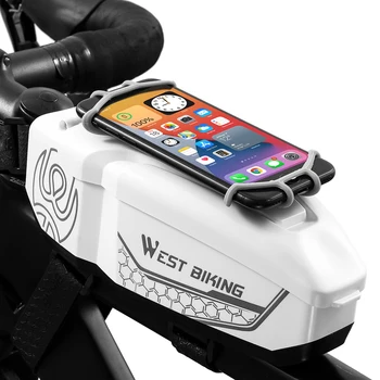 WEST BIKING Велосипедна чанта с държач за телефон, Помещение за кола по Планински път, в Горната част, чанта-тубус, Помещение за мобилен телефон, чанта от твърди черупки
