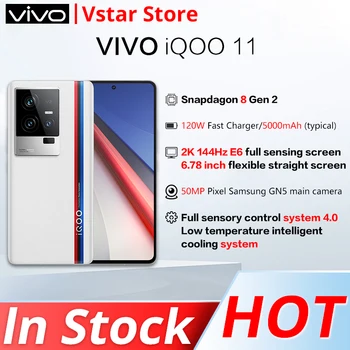 Гейм смартфон VIVO iQOO 11 5G с 678 инчов екран E6 144 Hz, восьмиядерный процесор Snapdragon 8 поколение 2-4 Нм, 50 Mp, Тройната камера, NFC