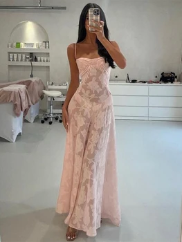 Градското шифоновое Елегантна дълга рокля Макси, - секси лятна рокля на спагети презрамки 2023, трапециевидное дебнещ рокля за нощен клуб, секси рокли за партита