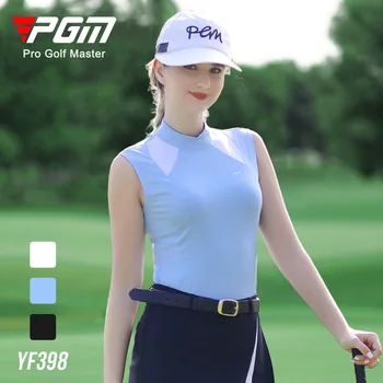 Дамска Риза за голф PGM, Оборудвана Жилетка и поло, Блузи, Лятна дишаща проста дрехи с отложным яка YF398