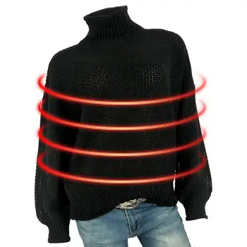 Дамски възли пуловери, Нова базова риза със свободно яка, здраво вязаный пуловер, пуловер, дамски топли пуловери с дълъг ръкав