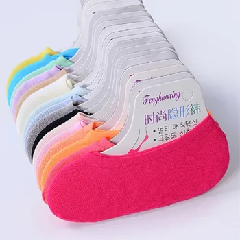 Дамски магически чорапи с ярки цветове, кадифе скрити къси чорапи до глезените, детски дишащи дамски чорапи без показване на едро