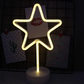 Декоративна Led Неонова Светлинна Табела Star Moon Lamp USB LED Night Lights Украса За Дома Подаръци За Сватбени Партита Неонова Лампа С Основа