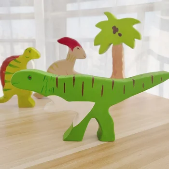 Динозаврите Аллозавр Натурални Дървени Фигурки Монтесори Ръчно Изработени, Големи Животни, Ръчно Изработени Играчки За Деца, Най-Ранните Образователни Играчки