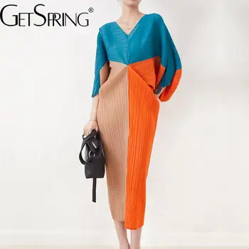 Женствена рокля GetSpring 2023, пролет-лято, V-образно деколте, ръкав 