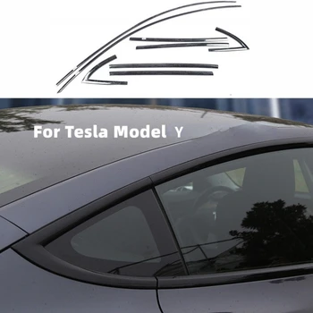За Tesla, модел Y украса на прозорци модел 3 2017 2018 2019 2020 2021 2022 Аксесоари Покритие на вратите от неръждаема Стомана Украса на капачки