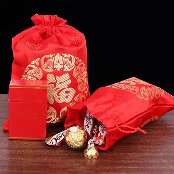 Китайска коприна чанта Fu, коледни чанти на късмет, Бижута, чанта за съвсем малък, Парчовые чанти за бонбони, опаковъчна хартия за сватбената парти, Честит джоб