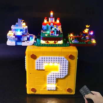Комплект led светлини, Коледни подаръци за Супер 64, въпросителен знак, 71395 кубчета, набор от строителни лампи, бебешки играчки, Комплект светлина, без блокове