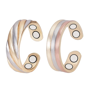 Комплект магнитни трехцветных медни пръстени 57,5 мм, 2 опаковки, за жени, за лечение на артрит, регулиране на магнити