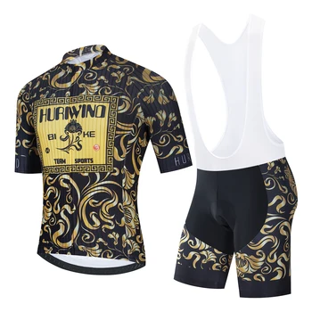 Комплект мъжки дрехи за пътят мотори 2023 - Велосипедна Фланелка с къс ръкав, Шорти-лигавник и Дишаща велосипедна облекло