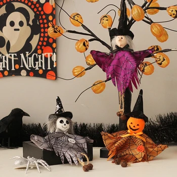 Куклен бар на Хелоуин, декор, Тиква, окачване с привидением вещици, страшната декорация за Хелоуин за дома, градински декор за дома на ужасите
