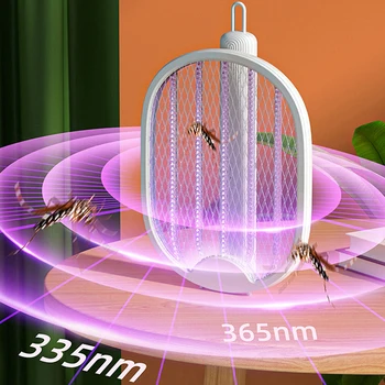 Лампа-убиец на комари, 4 В 1, USB Акумулаторна Електрическа Сгъваема Ракета-убиец комари, Мухобойка, 3000, Репеллентная лампа