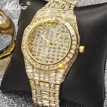 Лидер в продажбите, мъжки часовници, топла лукс, Нов Пълен франзела, ръчен часовник с муассанитом, Златни бижута, Водоустойчиви часовници AAA Relogio Masculino