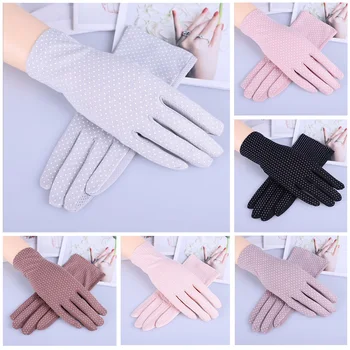 Модни Летни дамски слънчеви ръкавици и ръкавици без пръсти на точки, еластични дамски ръкавици за дами и момичета, дишащи ръкавици без пръсти