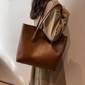 Модни чанти от изкуствена кожа, женски ретро-портфейл, чанта за пазаруване, с ежедневни дамски офис дамски чанти, чанта на рамото за междуградски пътувания