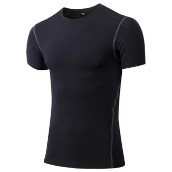 Мъжка тениска за бягане с къс ръкав, еластична, бързосъхнеща облегающая спортно облекло за тренировки