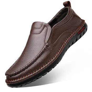 Мъжки модел обувки от мека кожа, пролет-есен 2023, нови дизайнерски мъжки лоферы, модни и ежедневни дишаща бизнес обувки за мъже