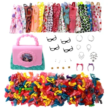 НОВ 1 комплект за куклено аксесоари за Барби кукли Обувки, ботуши, мини-рокля, Чанта, Корона, огърлица, Очила, стоп-моушън дрехи, детска играчка за подарък