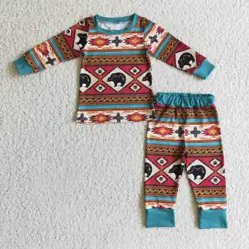 Нов дизайн, направени по поръчка костюми-wild RTS за деца, детски дрехи на ацтеките, бутикови комплекти за малки момчета