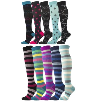 Нови компресия чорапи за мъже и жени в шарени и грах, котка, Купидон, любов, предотвратяване на разширени вени от напрежението на кръвообращението