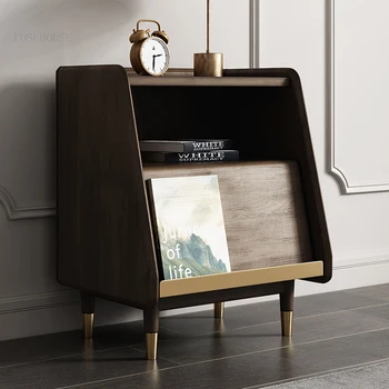 Нощни шкафчета от масив дърво в скандинавски стил, изчистен модерен малка странична масичка, нощно шкафче за спалня, Малка мебели за съхранение на Mesilla XY50BT