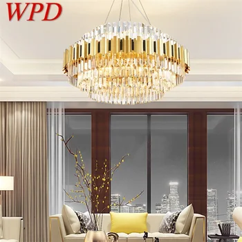 Окачен лампа WPD в стила на постмодерното, златна луксозна led лампа с кристали, полилей за домашна Трапезария, Хол