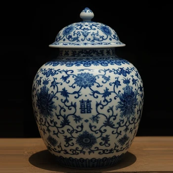 Ръчно рисувани в стила на династията Юан, синьо-бяла опаковка, двоен конец с букви 