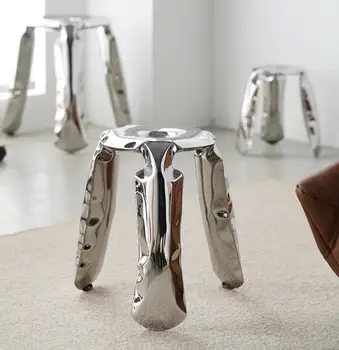 Скандинавски модерен класически ниско столче от неръждаема стомана Plopp Chair Творчески минималистичен табуретка за краката