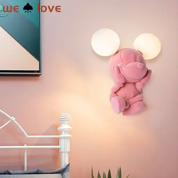 Скъпа маймуна Мечка мишка, с монтиран на стената лампа за детска стая LED лампа G4 Кукла от смола, с монтиран на стената лампа за декор на детска стая за момичета
