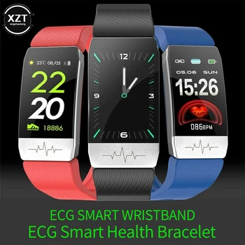 Смарт часовници T1, които измерват температурата на тялото, ЕКГ, фитнес часовник, монитор на сърдечната честота, Управление на музика, Спортен гривна, умни часовници за iOS и Android