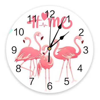 Стенен часовник с тропически животни Фламинго, стенни часовници от сърце, модерен Интериор за кухня, спалня, хол, стенни часовници